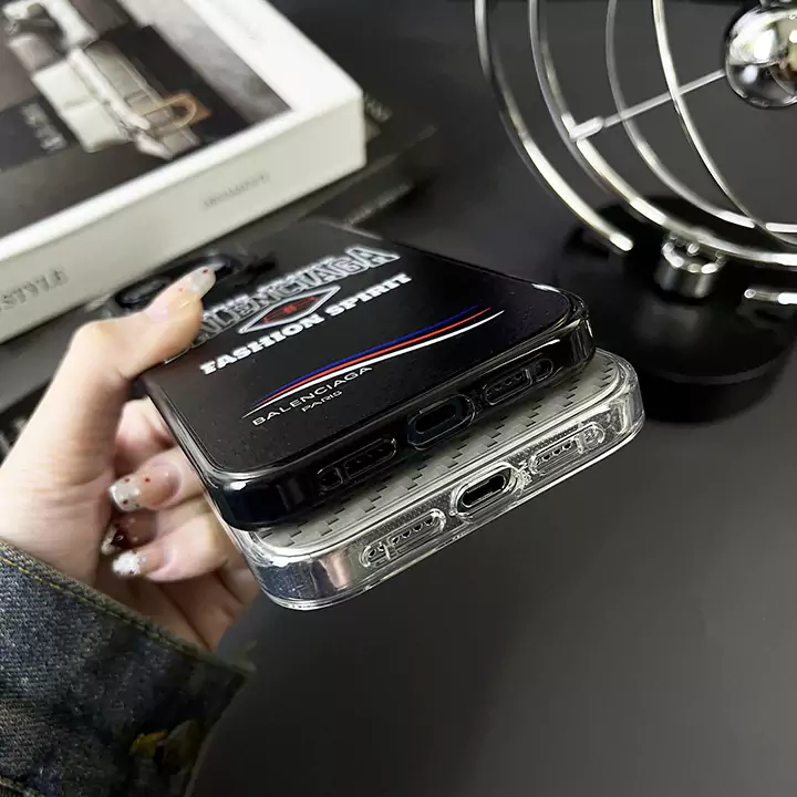  balenciaga黒ホワイ 薄型 iphone 15/14/13 pro ケース